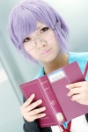 cardigan cosplay glasses looking_over_glasses mau nagato_yuki purple_hair school_uniform suzumiya_haruhi_no_yuuutsu rating:Safe score:0 user:pixymisa