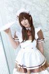 apron bowtie cosplay hairband maid maid_uniform narihara_riku original petticoat serving_tray rating:Safe score:0 user:pixymisa