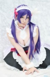 apron cleavage cosplay dress hairband love_live!_school_idol_project maid maid_uniform purple_hair toujou_nozomi twintails white_legwear yuzuki_aya rating:Safe score:0 user:nil!