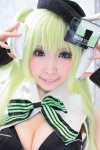 bowtie bra cleavage cosplay detached_sleeves green_hair headdress headphones macne_nana momoiro_reku rating:Safe score:1 user:pixymisa