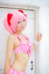 bikini_top cosplay hair_ribbons kaname_madoka mashiro_yuki miniskirt pink_hair puella_magi_madoka_magica skirt swimsuit twintails rating:Safe score:1 user:nil!