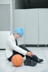 basketball blazer blue_eyes blue_hair cosplay crossplay kuroko_no_basuke kuroko_tetsuya sakurai_yuuto shirt tie trousers rating:Safe score:0 user:pixymisa