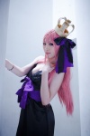 bow cleavage cosplay crown dress hair_ribbons megurine_luka pink_hair sleeveless usagi vocaloid world_is_mine_(vocaloid) rating:Safe score:1 user:pixymisa