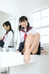 4k-star_271 barefoot bathroom matsushita_miho mirror one-piece_swimsuit pleated_skirt sailor_uniform school_uniform skirt swimsuit twintails rating:Safe score:1 user:nil!