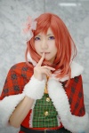 blouse cosplay hairbow love_live!_school_idol_project miniskirt nishikino_maki red_hair santa_costume shawl skirt tatsuki_(ii) rating:Safe score:0 user:nil!