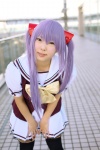 cosplay natsume_megumi pantyhose pleated_skirt primula purple_hair sailor_uniform school_uniform shuffle! skirt thighhighs twin_braids vest zettai_ryouiki rating:Safe score:1 user:nil!