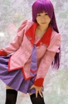 bakemonogatari blouse cosplay pleated_skirt purple_hair reco school_uniform senjougahara_hitagi skirt thighhighs tie zettai_ryouiki rating:Safe score:0 user:pixymisa