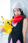 cosplay hat hikari_(pokemon) miniskirt pikachu plushie pokemon ryuuka_(ii) scarf skirt sleeveless_blouse rating:Safe score:0 user:pixymisa