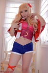 blonde_hair cleavage cosplay croptop deep_rabbit macross macross_frontier macross_frontier:_itsuwari_no_utahime saku shawl sheryl_nome shorts rating:Safe score:1 user:nil!