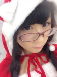 dress glasses kitami_eri santa_costume self-shot shawl rating:Questionable score:1 user:nil!