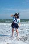 beach cosplay enako enaplus hairbow love_plus ocean pleated_skirt ponytail sailor_uniform school_uniform skirt takane_manaka wet rating:Safe score:0 user:nil!