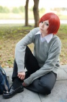 bookbag cosplay crossplay dress_shirt hori-san_to_miyamura-kun red_hair rinto school_uniform socks sweater trousers yanagi_akane rating:Safe score:0 user:nil!