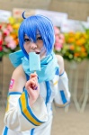 asagiri_moni blue_eyes blue_hair cosplay detached_sleeves dress headset ice_cream_pop kaiko scarf vocaloid rating:Safe score:0 user:pixymisa