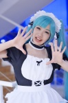 apron blue_hair choker cosplay dress hairband hatsune_miku maid maid_uniform sariya tagme_song vocaloid rating:Safe score:0 user:nil!