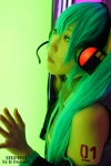 aqua_hair blouse chihane cosplay detached_sleeves hatsune_miku headset tie twintails vocaloid rating:Safe score:0 user:nil!