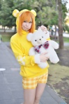 cosplay hoodie kousaka_honoka love_live!_school_idol_project orange_hair shima shorts stuffed_animal teddy_bear rating:Safe score:0 user:nil!