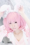 animal_ears apron bows bunny_ears cosplay dress inu_boku_secret_service mumuko pink_eyes pink_hair roromiya_karuta twintails rating:Safe score:0 user:pixymisa