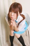 apron blouse cosplay kneehighs maiko miniskirt original seifuku_zukan_4 skirt twintails waitress waitress_uniform rating:Safe score:1 user:nil!