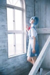 ayanami_rei blouse blue_hair cosplay mike neon_genesis_evangelion pleated_skirt rebuild_of_evangelion school_uniform skirt rating:Safe score:0 user:nil!