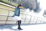 denim_jacket katou_mari necklace skirt sweater thighhighs zettai_ryouiki rating:Safe score:0 user:pixymisa
