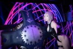 bodysuit castle_of_glass cleavage cosplay elbow_gloves fate/grand_order fate/series gloves mash_kyrielight pink_hair saku shield thigh_band rating:Safe score:0 user:nil!