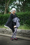 cosplay inu_boku_secret_service inugami_mikoto kimono miniskirt momono_jou silver_hair skirt striped thighhighs zettai_ryouiki rating:Safe score:1 user:nil!