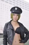 bra choker cosplay gloves green_hair leather_jacket marin_(ii) police_hat white_eyes yurikawa_midori zombie-ya_reiko rating:Safe score:0 user:pixymisa