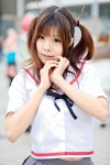bessho_koyoi cosplay hair_ribbons hatsukoi_limited marizuki_haru miniskirt pleated_skirt sailor_uniform school_uniform skirt twintails rating:Safe score:0 user:nil!