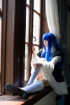 bernkastel blue_hair bows cosplay dress garters kara tail thighhighs umineko_no_naku_koro_ni zettai_ryouiki rating:Safe score:2 user:pixymisa