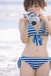 beach bikini camera cleavage ocean side-tie_bikini striped suu swimsuit wet rating:Safe score:0 user:nil!
