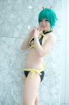 aquarion_evol bikini bra cosplay fujisaki_nitt green_hair pantyhose side-tie_bikini swimsuit zessica_wong rating:Safe score:1 user:nil!