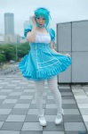 apron blue_hair cosplay cyborg_nene dress dress_lift hairband maid maid_uniform original striped thighhighs zettai_ryouiki rating:Safe score:1 user:nil!