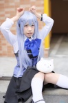 blouse blue_hair cosplay gochuumon_wa_usagi_desuka? hair_clips kafuu_chino kneesocks meme_mamimu skirt tippy_(gochuumon_wa_usagi_desuka?) vest rating:Safe score:0 user:nil!