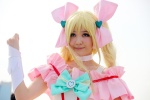 blonde_hair bows choker cosplay cure_echo detached_sleeves dress hairbows ishino_tasuko pretty_cure pretty_cure_all_stars_new_stage:_mirai_no_tomodachi sakagami_ayumi twintails rating:Safe score:0 user:pixymisa