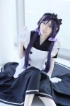 apron cosplay dress gloves hairband hana_(ii) love_live!_school_idol_project maid maid_uniform pantyhose purple_hair toujou_nozomi twintails white_legwear rating:Safe score:0 user:nil!