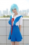 ayanami_rei blouse blue_hair cosplay jumper mako neon_genesis_evangelion pantyhose school_uniform rating:Safe score:1 user:nil!