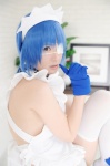 apron blue_hair cosplay eyepatch gloves hairband ikkitousen kibashi maid maid_uniform ryomou_shimei thighhighs white_legwear rating:Safe score:0 user:nil!