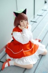 amamiya_shion animal_ears cat_ears chen cosplay dress hat socks tail touhou rating:Safe score:1 user:nil!
