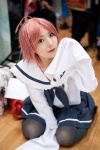 ahoge cosplay hachimaru kogami_akira lucky_star pantyhose pink_hair pleated_skirt sailor_uniform school_uniform skirt rating:Safe score:3 user:nil!