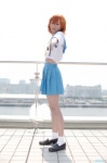 billhook cosplay higurashi_no_naku_koro_ni miniskirt naming orange_hair pleated_skirt ryuuguu_rena sailor_uniform school_uniform skirt socks rating:Safe score:0 user:nil!