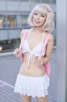 backpack bikini_top cosplay maitako miniskirt nanami_chiaki pantyhose sheer_legwear skirt super_dangan-ronpa_2 swimsuit white_hair rating:Safe score:1 user:nil!
