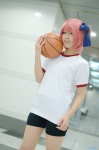 basketball bike_shorts cosplay gym_shorts gym_uniform hairbow minato_tomoka pantyhose pink_hair ro-kyu-bu! rui_(ii) shorts rating:Safe score:1 user:pixymisa