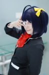 blazer blue_hair chuunibyou_demo_koi_ga_shitai! cosplay eyepatch school_uniform side_ponytail takanashi_rikka yuzuki_aya rating:Safe score:0 user:nil!