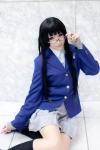akiyama_mio blazer blouse cosplay glasses kneesocks k-on! looking_over_glasses pleated_skirt ribbon_tie school_uniform skirt wakame rating:Safe score:0 user:pixymisa