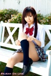blouse kneesocks kuroda_mayuka pleated_skirt school_uniform skirt sock_pull rating:Safe score:1 user:nil!
