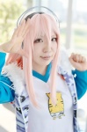cosplay headphones hoodie nitro_super_sonic pink_hair super_soniko tshirt uri_(iii) rating:Safe score:0 user:nil!