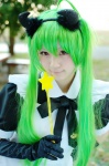 ahoge aka_(morimori) apron cosplay dress gloves green_hair horns maid maid_uniform original twintails wand rating:Safe score:0 user:nil!