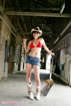 bikini_top boots cleavage cowboy_boots cowboy_hat denim kosaka_yuka miniskirt skirt swimsuit rating:Safe score:1 user:nil!
