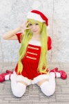 dress green_hair hair_clips santa_costume stocking_cap thighhighs yae_maiko zettai_ryouiki rating:Safe score:1 user:pixymisa