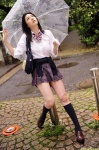blouse bookbag dgc_0859 kneesocks koizumi_sora pleated_skirt school_uniform skirt sweater umbrella rating:Safe score:1 user:nil!